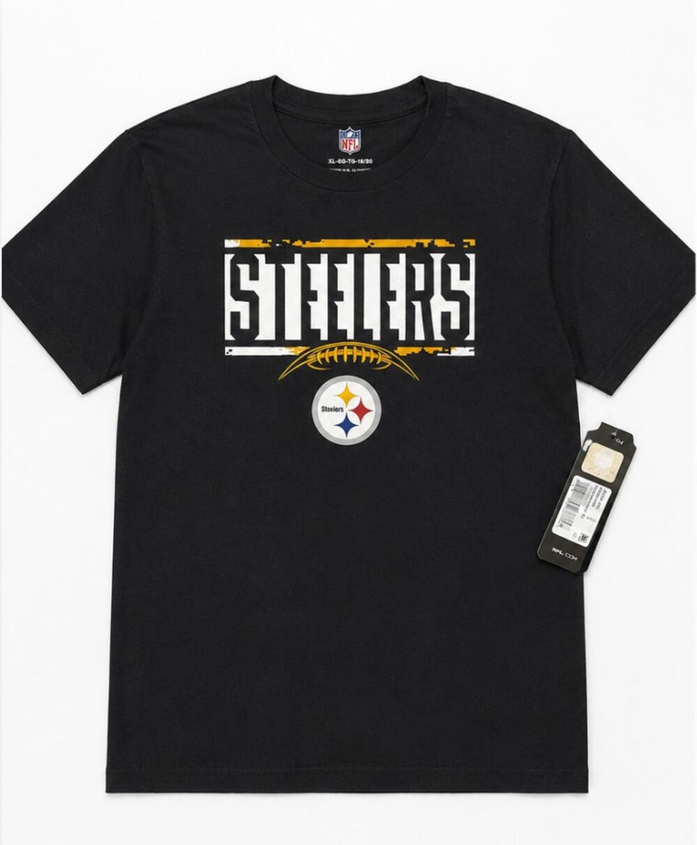 NWT NFL Pittsburgh Steelers Youth XL 18/20 Black Graphic T-Shirt Short Sleeve